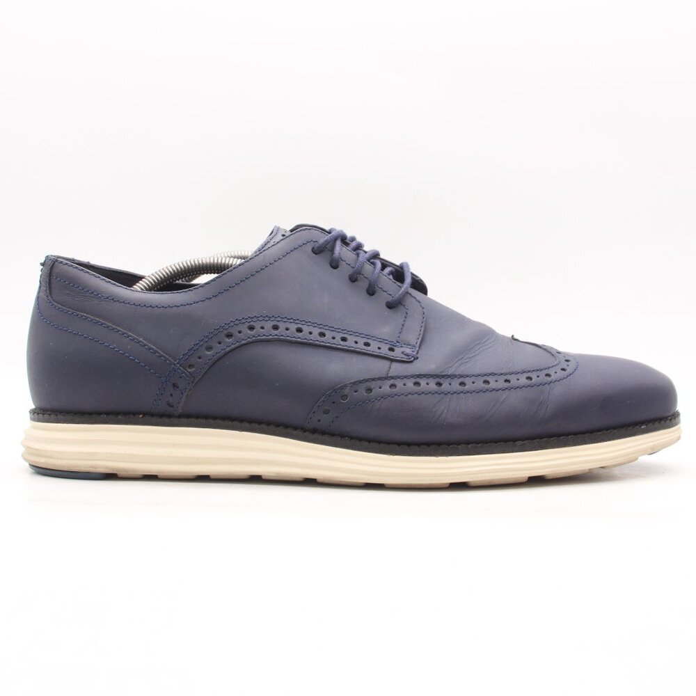Cole Haan Navy Blue Wingtip Oxfords with Cream Sole